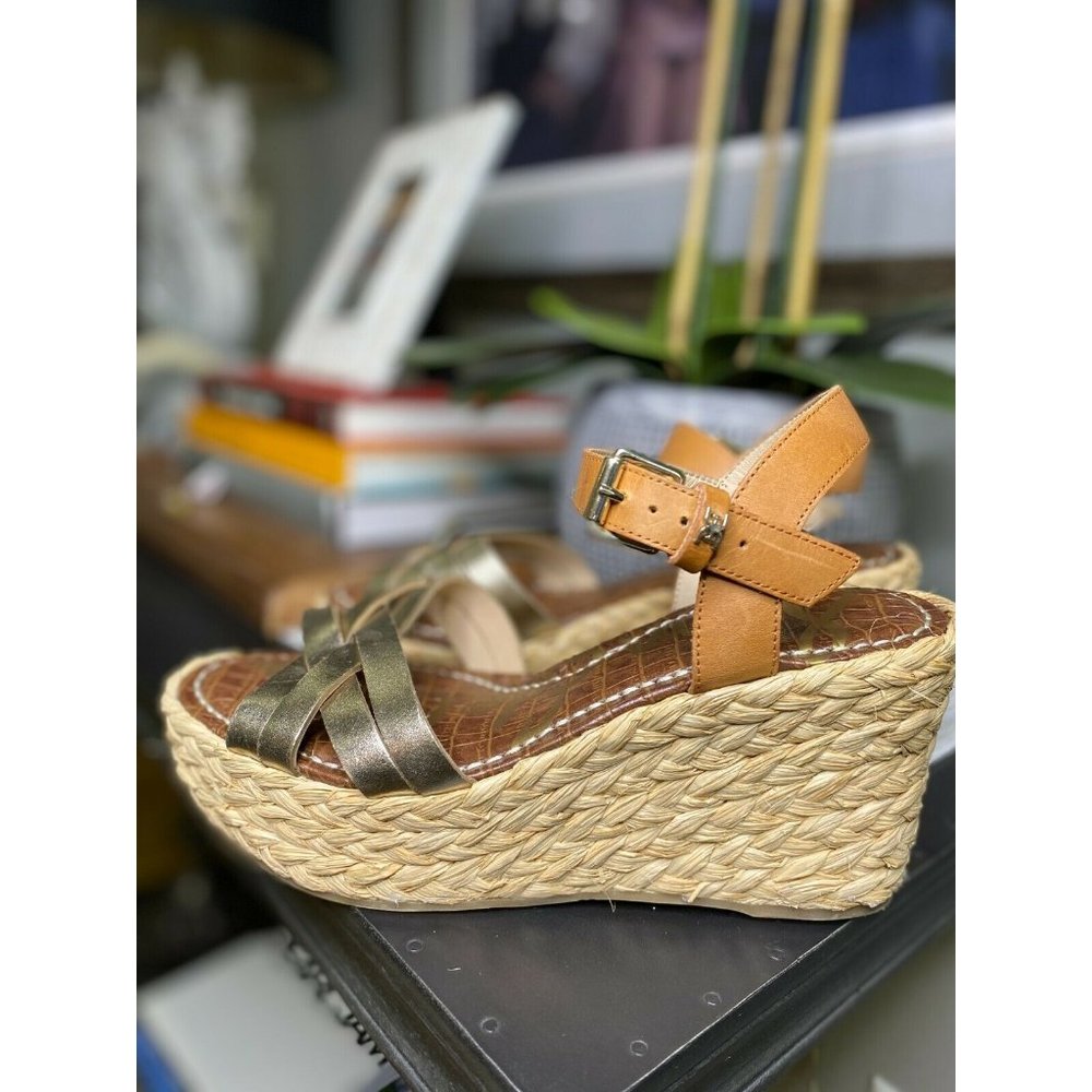 Sam Edelman Darline Gold Espadrille Platform Wedge - Picture 7 of 9